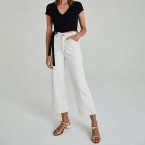 AG Rosie High Rise Wide Leg White Jeans NWT